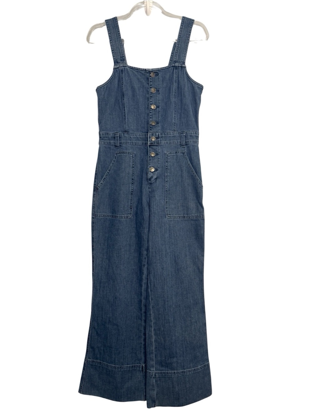 aerie Blue Denim Wide Leg Jumpsuit Overalls - Medium - Retro 70s